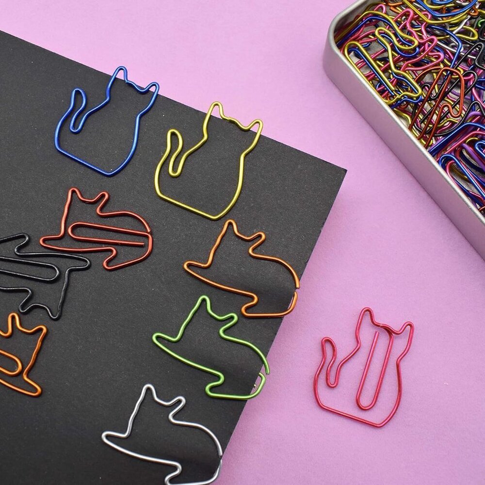 100 pcs Cat Paper Clips Cute Decorative Paperclips, Cat Lover Gifts for Women, F - Picture 2 of 6